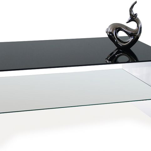 Konferenční stolek, vysoký lesk bílý / černé sklo AHG-029 WT Autronic - DEKORHOME.CZ