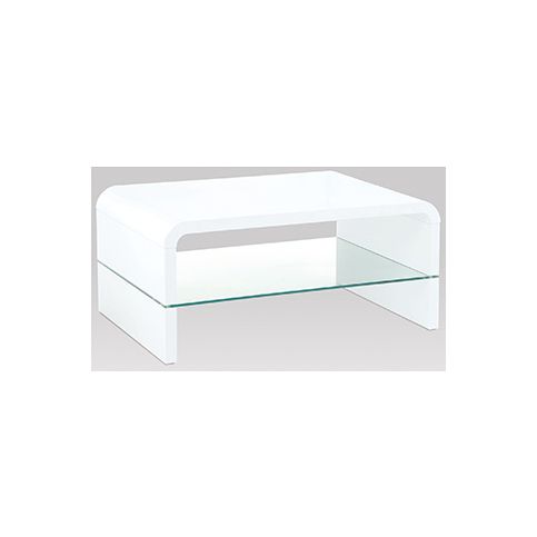 Konferenční stolek, vysoký lesk bílý / čiré sklo 8 mm - ATAN Nábytek