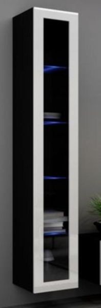 Cama Vitrína VIGO vysoká, prosklené dveře - černá/bílá - ATAN Nábytek