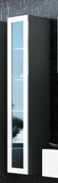 Cama Vitrína VIGO vysoká, prosklené dveře - šedá/bílá - ATAN Nábytek