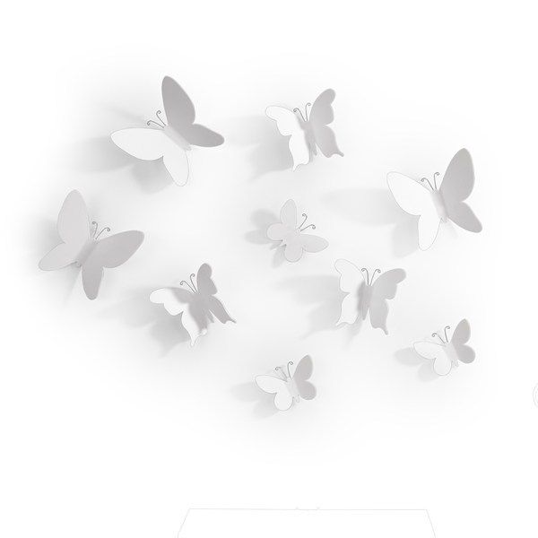 Sada 9 bílých nástěnných 3D dekorací Umbra Butterflies - Bonami.cz
