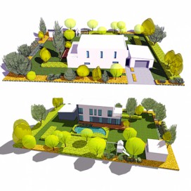 Plán - zahrada moderního domu LandART atelier s.r.o.