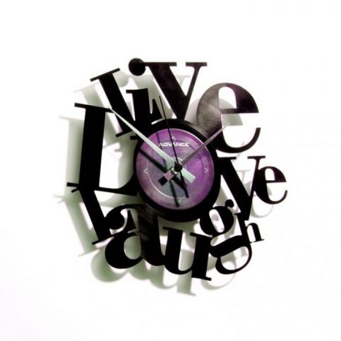 Discoclock 007 Live Love Laugh 30cm nástěnné hodiny - VIP interiér