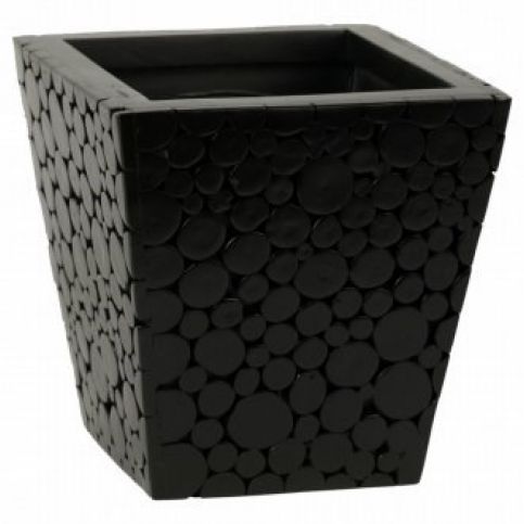 Obal s povrchem z dřevěných špalíčků, černá , 23 x 23 x 23 cm  - 4home.cz