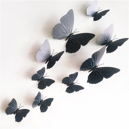 Samolepicí 3D motýlci s magnetem černá, 12 ks - 4home.cz