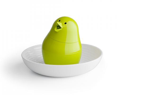 Zeleno-bílý set stojánku na vajíčko s miskou Qualy&CO Jib-Jib Shaker - Bonami.cz