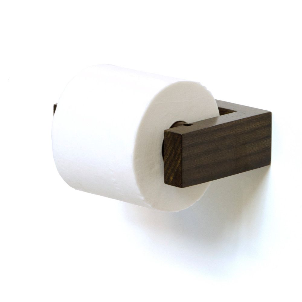 Nástěnný držák na toaletní papír z dubového dřeva Wireworks Mezza Dark - Bonami.cz