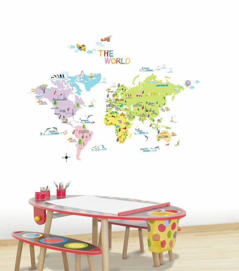 Sada nástěnných samolepek Ambiance World Map for Children - Bonami.cz