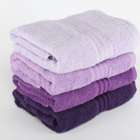 Sada 4 fialových bavlněných ručníků Rainbow, 50 x 90 cm