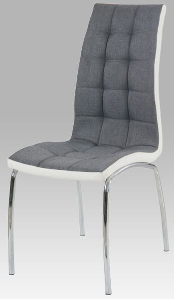 Autronic Jídelní židle DCL-420 GREY2 - látka šedá/bílá koženka - ATAN Nábytek
