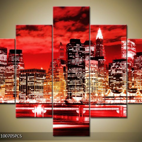 Vícedílný obraz Červený New York 100x70 cm - LEDobrazy.cz