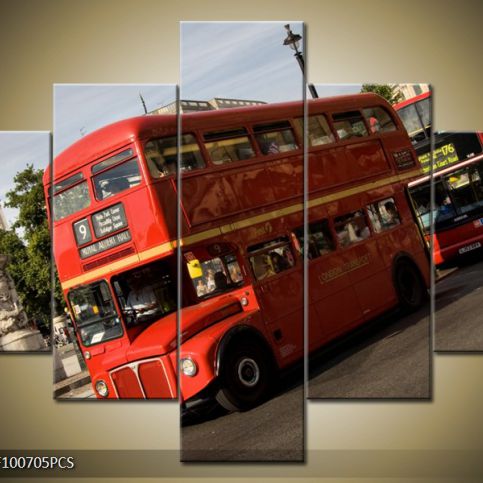 Vícedílný obraz Dvoupatrový červený autobus 100x70 cm - LEDobrazy.cz