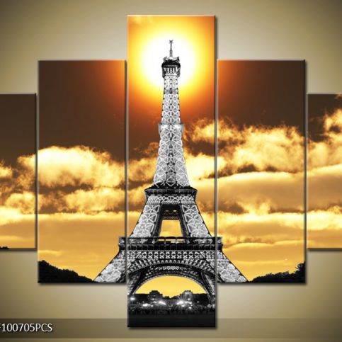 Vícedílný obraz Eiffelova věž a slunce 100x70 cm - LEDobrazy.cz