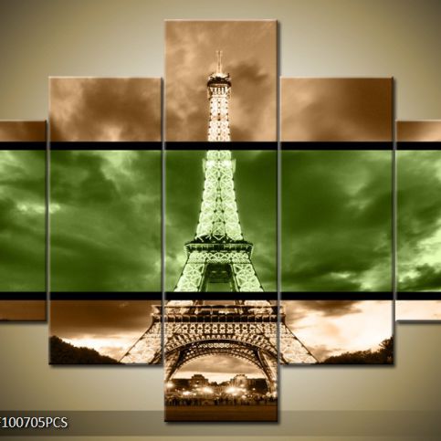 Vícedílný obraz Eiffelova věž dvoubarevně 100x70 cm - LEDobrazy.cz