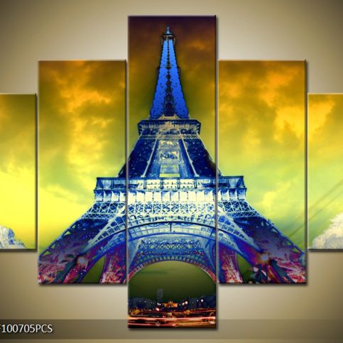 Vícedílný obraz Eiffelova věž efekt 100x70 cm - LEDobrazy.cz