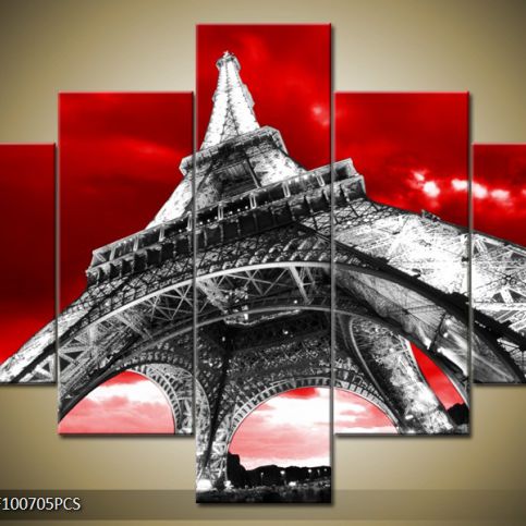 Vícedílný obraz Eiffelova věž pod krvavým nebem 100x70 cm - LEDobrazy.cz