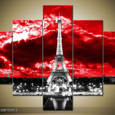 Vícedílný obraz Eiffelova věž pod krvavými mraky 100x70 cm - LEDobrazy.cz