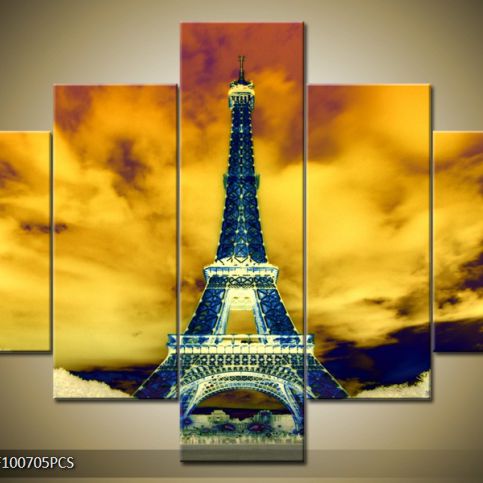 Vícedílný obraz Eiffelova věž pod mraky efekt 100x70 cm - LEDobrazy.cz