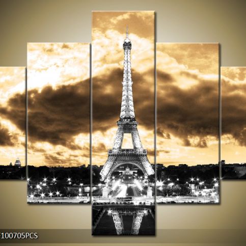 Vícedílný obraz Eiffelova věž šedá 100x70 cm - LEDobrazy.cz