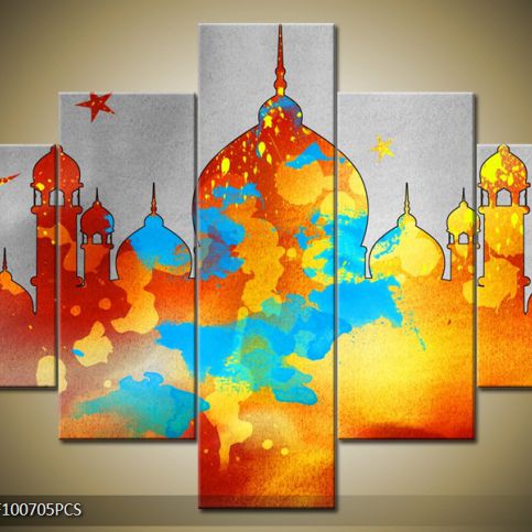 Vícedílný obraz Mešita v obrysech 100x70 cm - LEDobrazy.cz