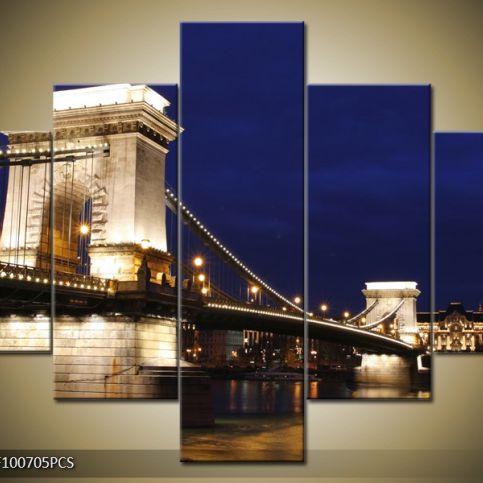 Vícedílný obraz Most přes řeku v noci 100x70 cm - LEDobrazy.cz