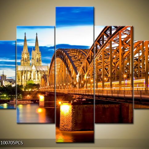 Vícedílný obraz Most s kostelem v soumraku 100x70 cm - LEDobrazy.cz
