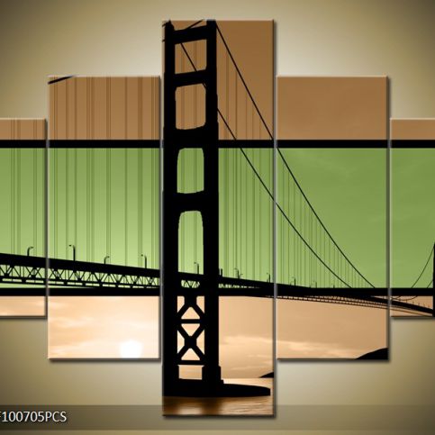 Vícedílný obraz Most San Francisco dvoujbarevně 100x70 cm - LEDobrazy.cz