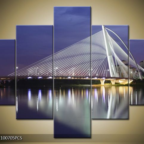 Vícedílný obraz Most v odrazu řeky 100x70 cm - LEDobrazy.cz