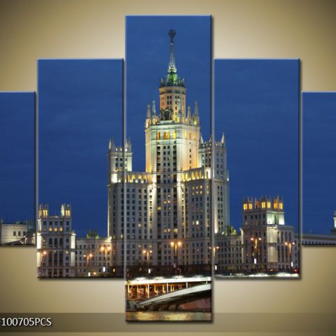 Vícedílný obraz Noční modř obepínající město 100x70 cm - LEDobrazy.cz