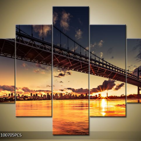 Vícedílný obraz Obraz mostu při západu slunce 100x70 cm - LEDobrazy.cz