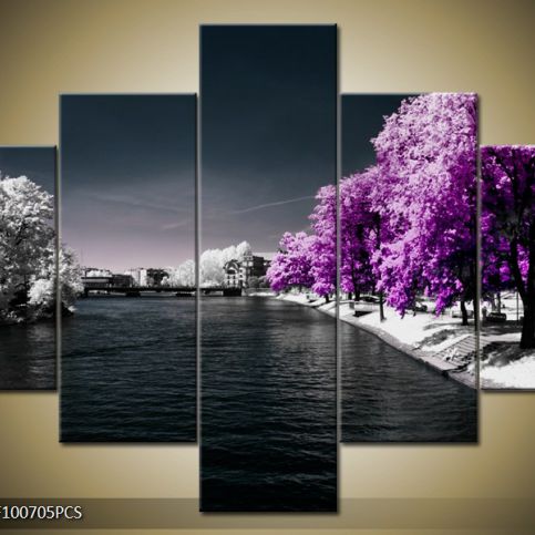 Vícedílný obraz Stromy u řeky 100x70 cm - LEDobrazy.cz