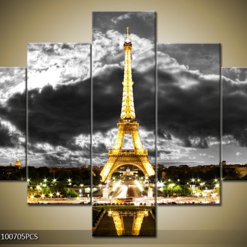Vícedílný obraz Eiffelova věž ve tmě 100x70 cm - LEDobrazy.cz