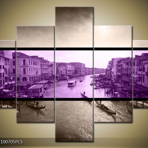 Vícedílný obraz Ulice v Benátkách dvoubarevně 100x70 cm - LEDobrazy.cz