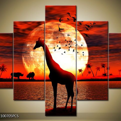 Vícedílný obraz Žirafa v Africe 100x70 cm - LEDobrazy.cz