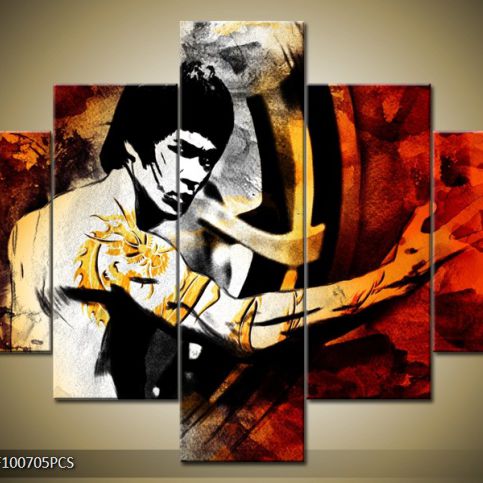 Vícedílný obraz Bruce Lee černobíle 100x70 cm - LEDobrazy.cz