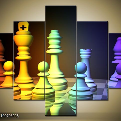 Vícedílný obraz Duhové šachy 100x70 cm - LEDobrazy.cz