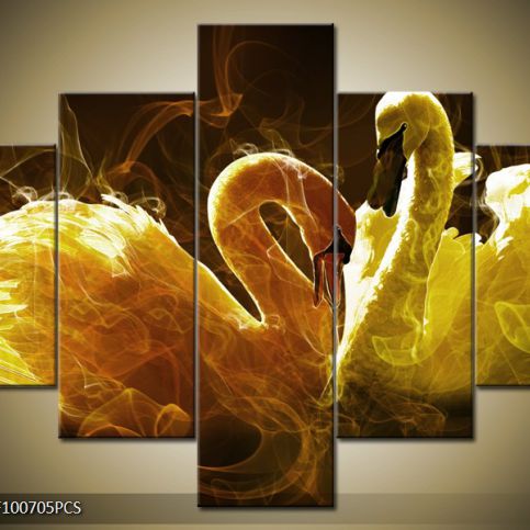 Vícedílný obraz Kouřové labutě 100x70 cm - LEDobrazy.cz