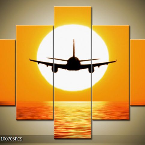 Vícedílný obraz Letadlo v horizontu slunce 100x70 cm - LEDobrazy.cz