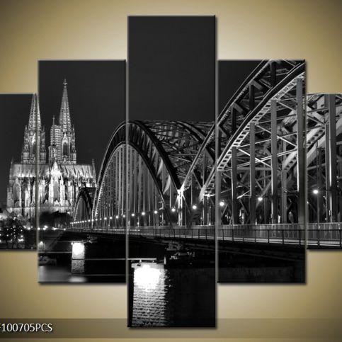 Vícedílný obraz Most přes řeku a kostel 100x70 cm - LEDobrazy.cz