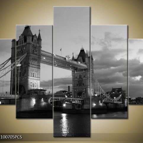 Vícedílný obraz Mraky za Tower Bridge 100x70 cm - LEDobrazy.cz
