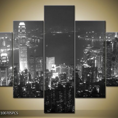 Vícedílný obraz Noční Manhattan z výšky 100x70 cm - LEDobrazy.cz