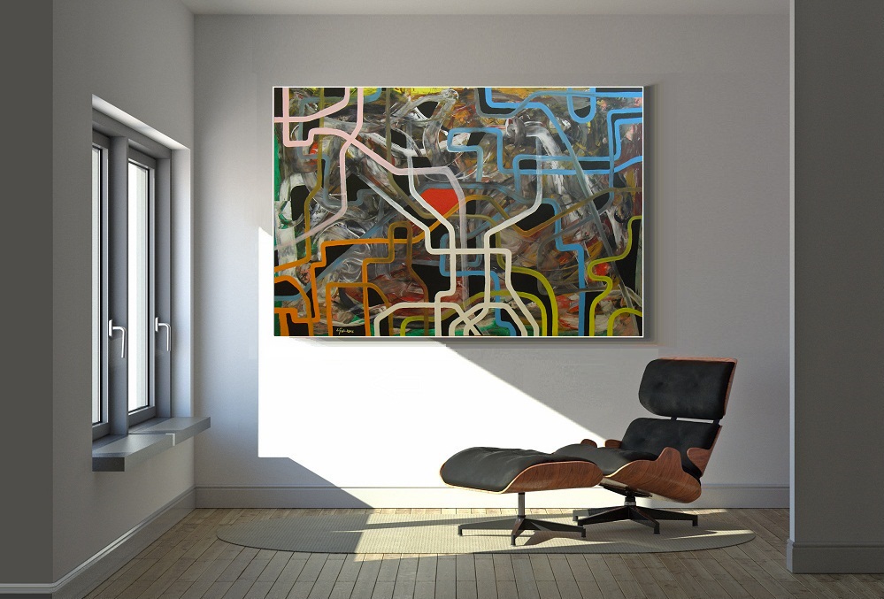 OBRAZ JE JIŽ PRODÁN!! Jindřich Lípa SUPERMAN (acryl, 100x150cm) - abstraktní  O B R A Z Y  ArtLípa