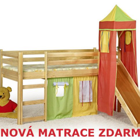 Patrová postel FLO s matrací a hradem 80 x 190 cm - maxi-postele.cz