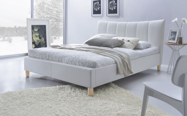 HALMAR Čalouněná postel Sandy 160x200 dvoulůžko bílá - DEKORHOME.CZ