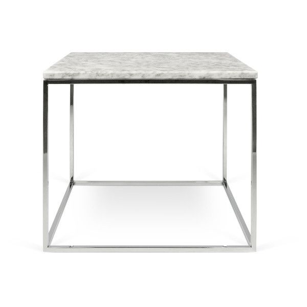 Bílý mramorový konferenční stolek TEMAHOME Gleam 50 x 50 cm s chromovanou podnoží - Bonami.cz