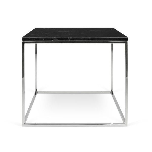 Černý mramorový odkládací stolek TEMAHOME Gleam 50 x 50 cm s chromovanou podnoží - Bonami.cz
