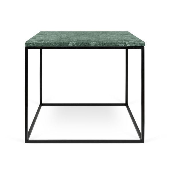 Zelený mramorový odkládací stolek TEMAHOME Gleam 50 x 50 cm s černou podnoží - Designovynabytek.cz