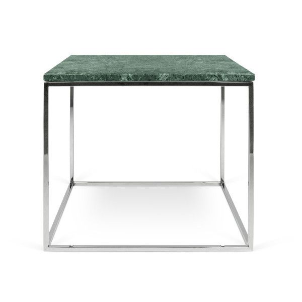 Zelený mramorový odkládací stolek TEMAHOME Gleam 50 x 50 cm s chromovanou podnoží - Bonami.cz