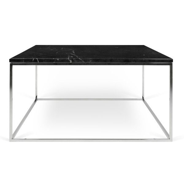 Černý mramorový konferenční stolek TEMAHOME Gleam 75x75 cm s chromovanou podnoží - Bonami.cz