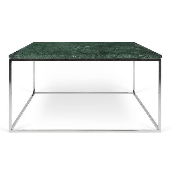 Zelený mramorový konferenční stolek TEMAHOME Gleam 75x75 cm s chromovanou podnoží - Designovynabytek.cz